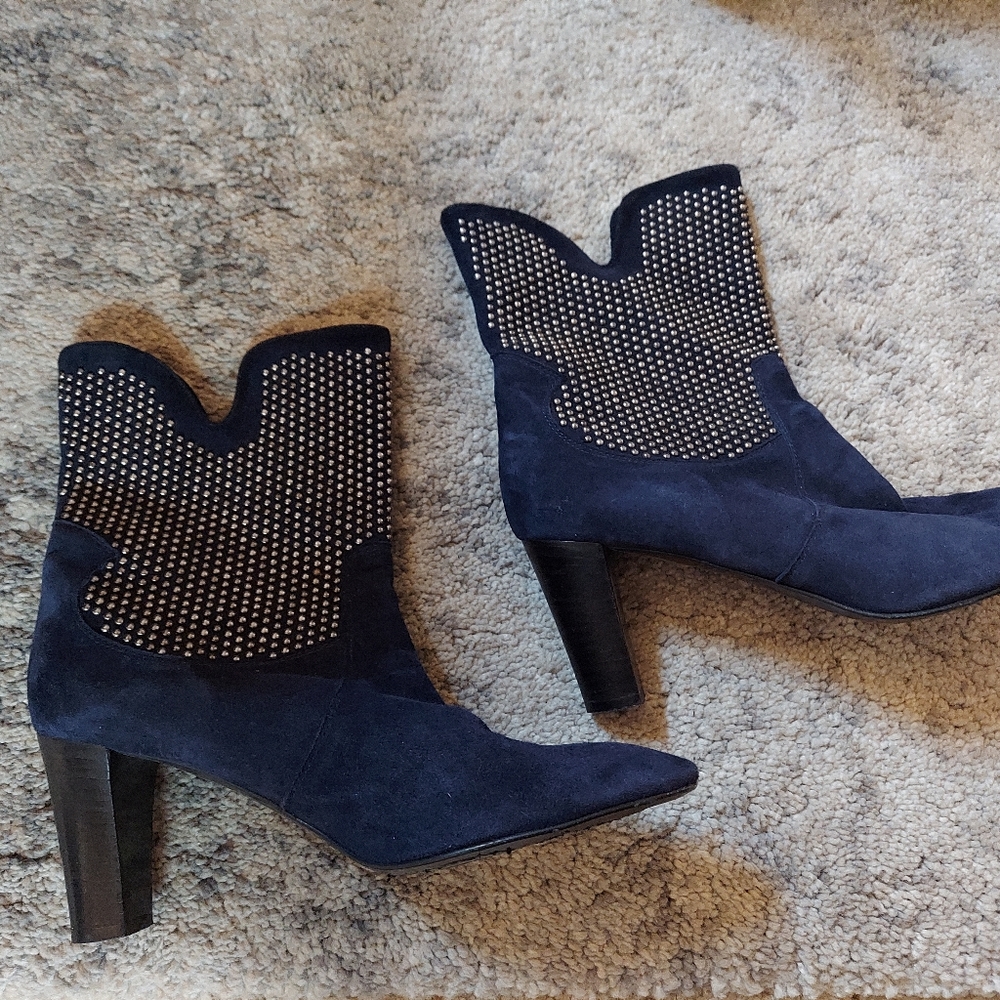 Aquatalia Italian Blue Suede Studded boots